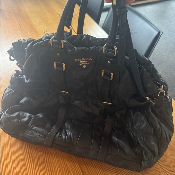 Prada Black Gaufre Leather Hobo Bag - Picture 3 of 6
